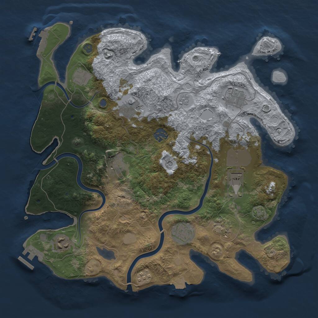 Rust Map: Procedural Map, Size: 3500, Seed: 166863296, 17 Monuments