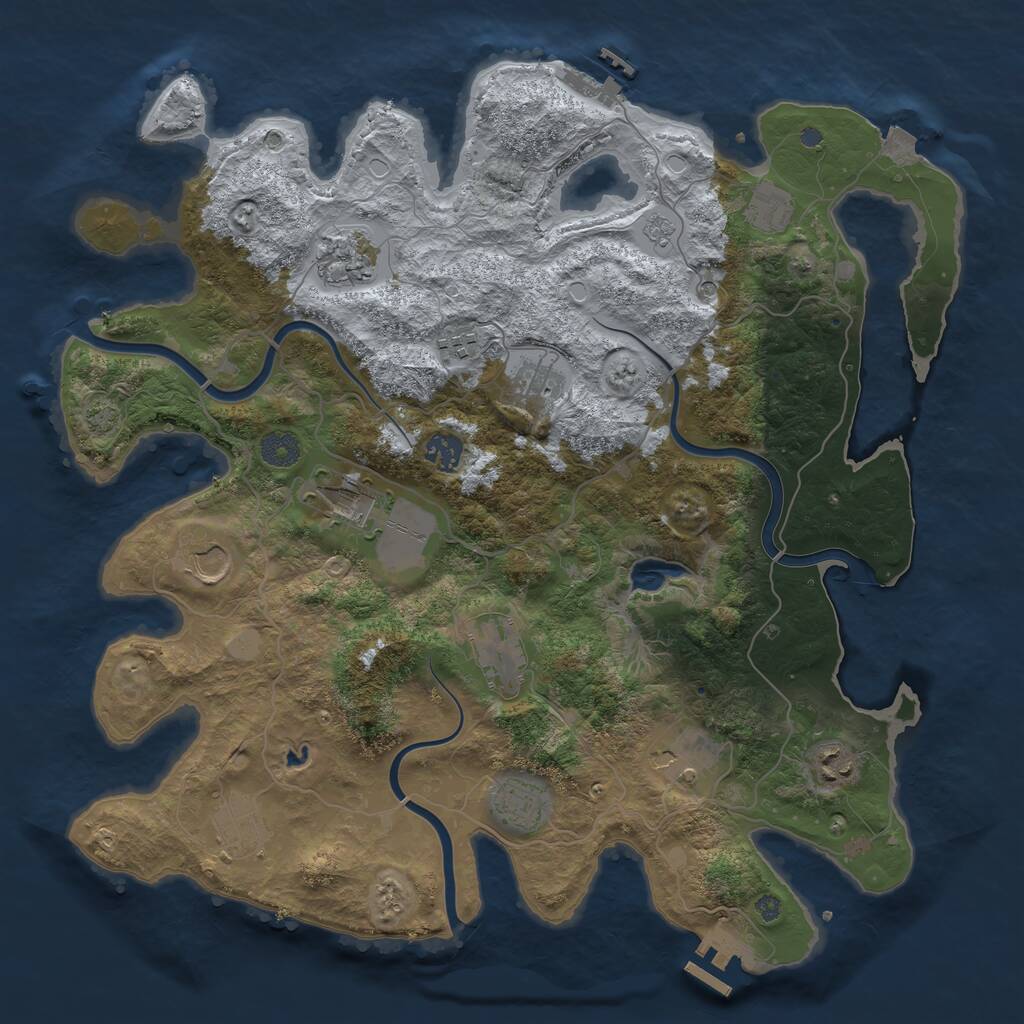 Rust Map: Procedural Map, Size: 4000, Seed: 1130740587, 19 Monuments
