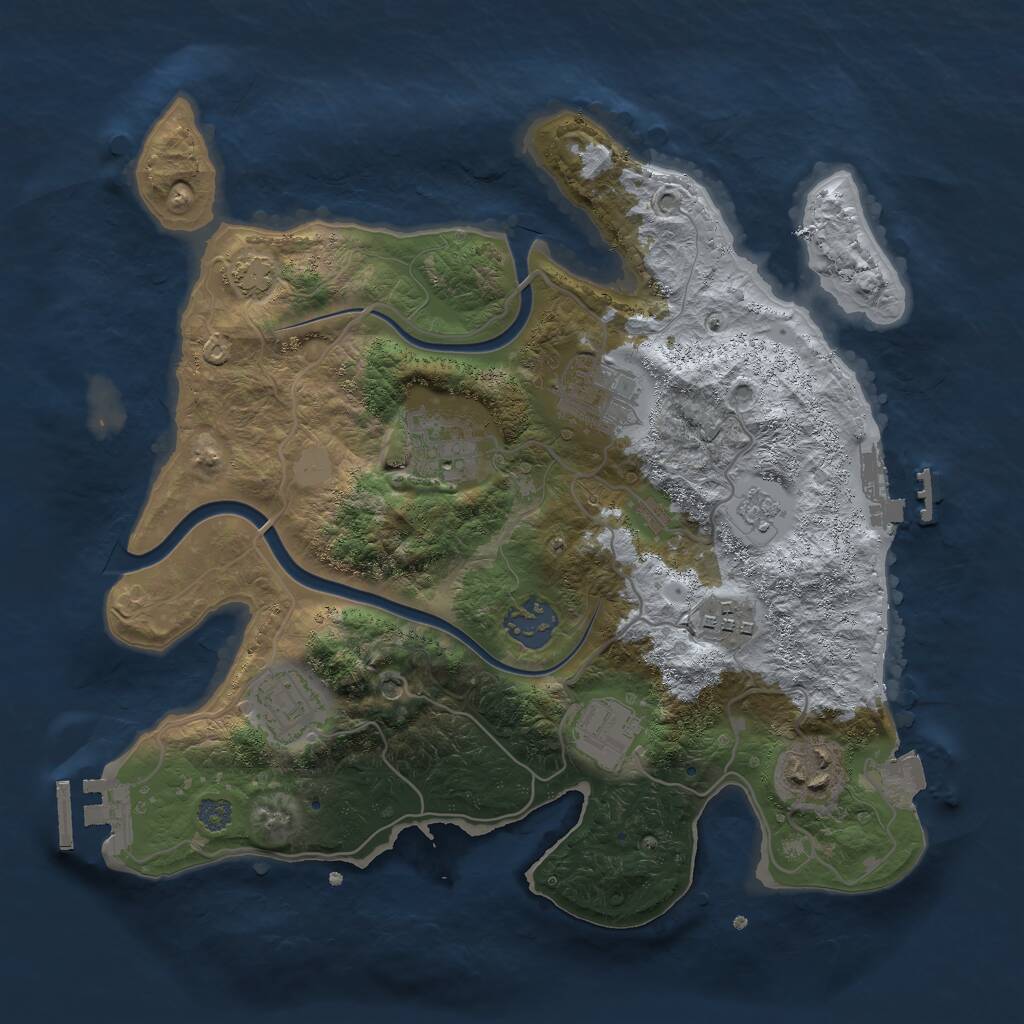 Rust Map: Procedural Map, Size: 3000, Seed: 2071511859, 12 Monuments