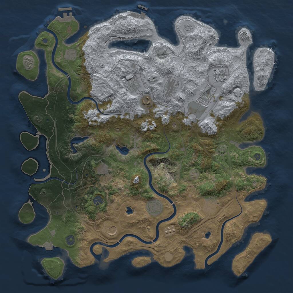 Rust Map: Procedural Map, Size: 4500, Seed: 1710193768, 19 Monuments