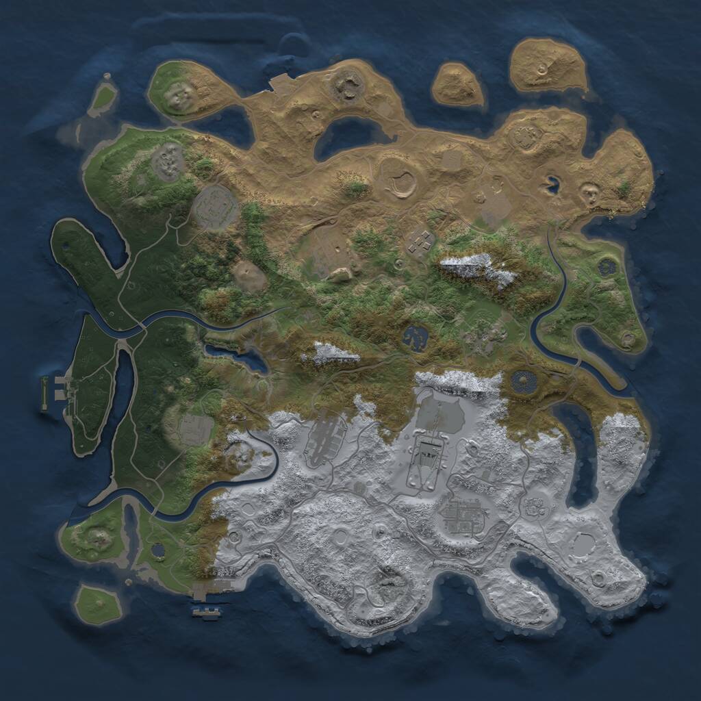 Rust Map: Procedural Map, Size: 4000, Seed: 58467, 19 Monuments