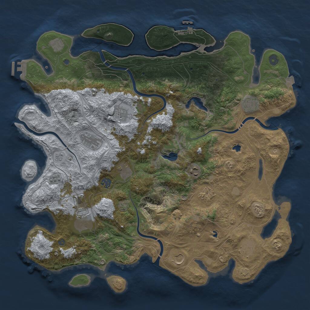 Rust Map: Procedural Map, Size: 4500, Seed: 487149809, 19 Monuments