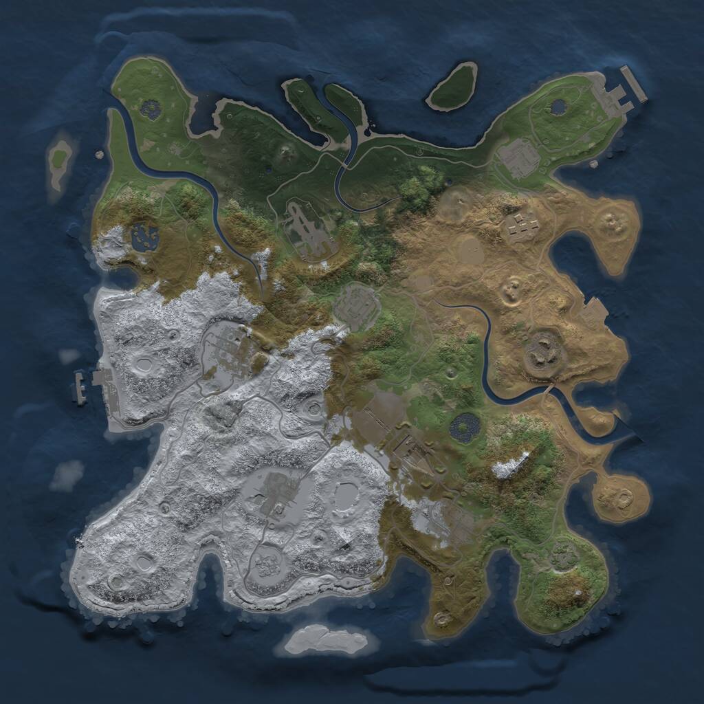 Rust Map: Procedural Map, Size: 3500, Seed: 763579926, 17 Monuments