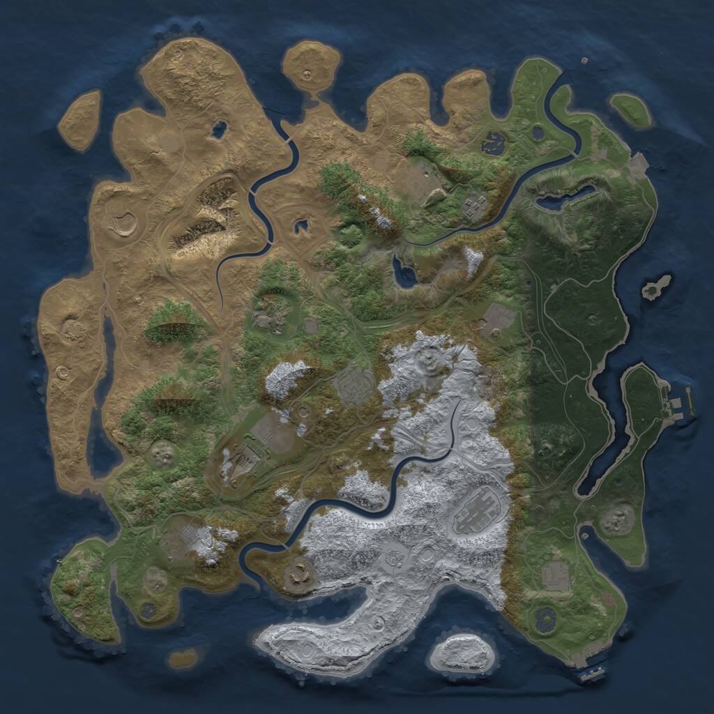 Rust Map: Procedural Map, Size: 4500, Seed: 676525689, 19 Monuments