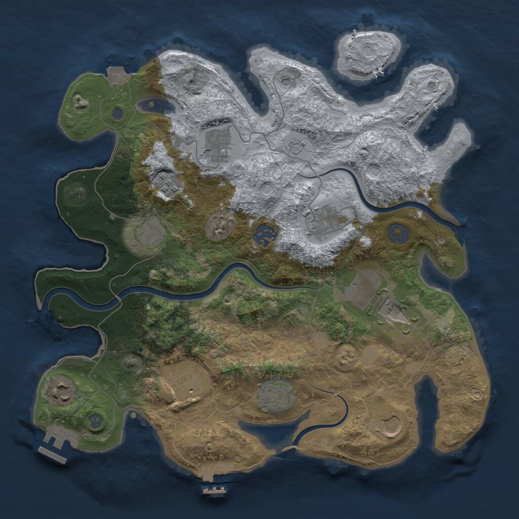 Rust Map: Procedural Map, Size: 3500, Seed: 1107713870, 17 Monuments