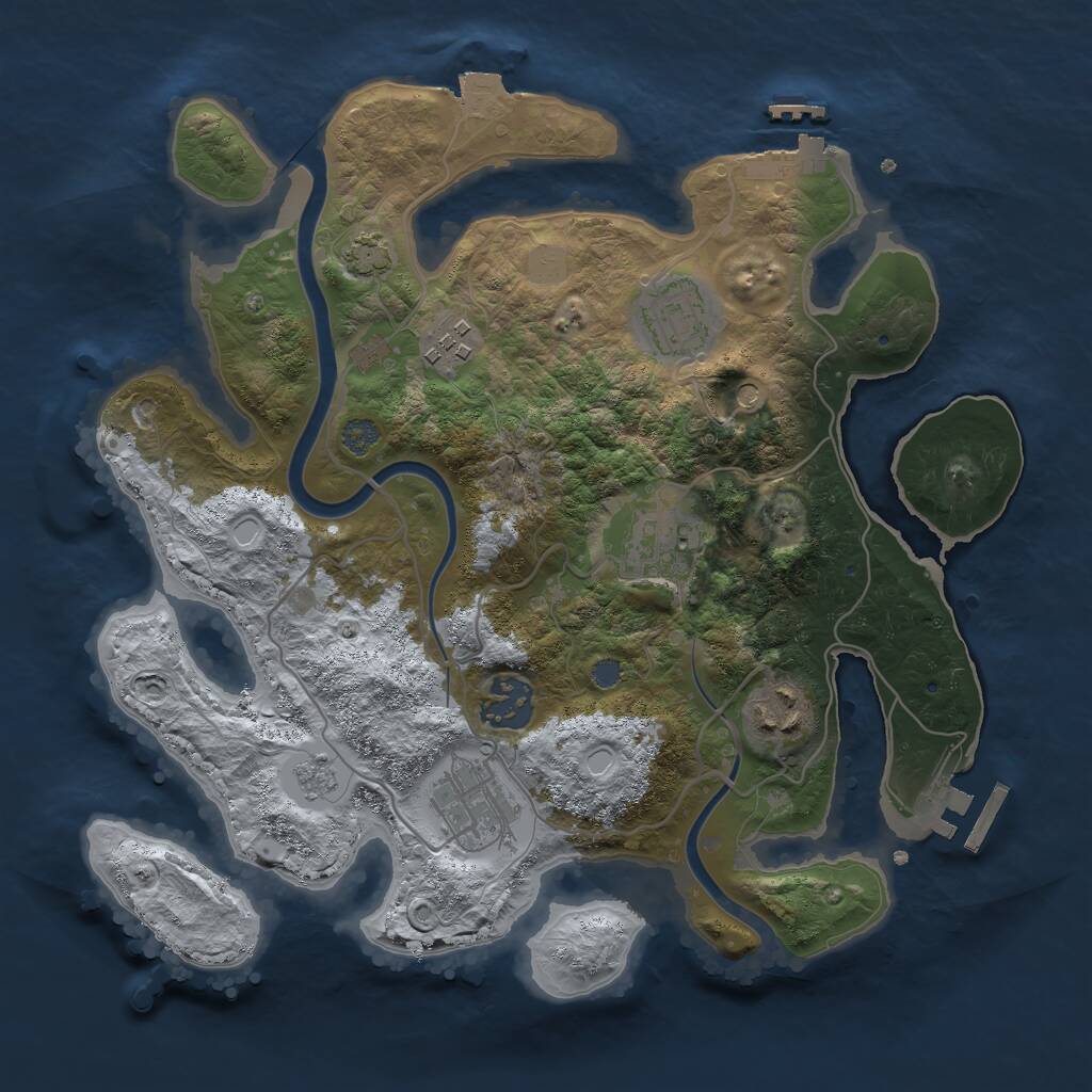 Rust Map: Procedural Map, Size: 3000, Seed: 20261020, 14 Monuments