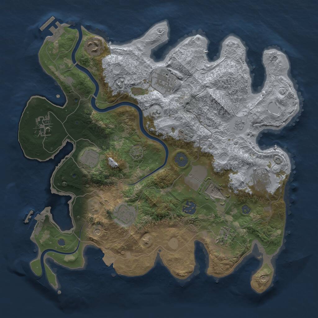 Rust Map: Procedural Map, Size: 3500, Seed: 460266976, 17 Monuments