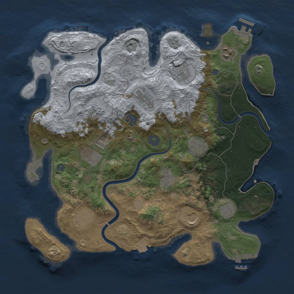 Rust Map: Procedural Map, Size: 3750, Seed: 34522, 19 Monuments