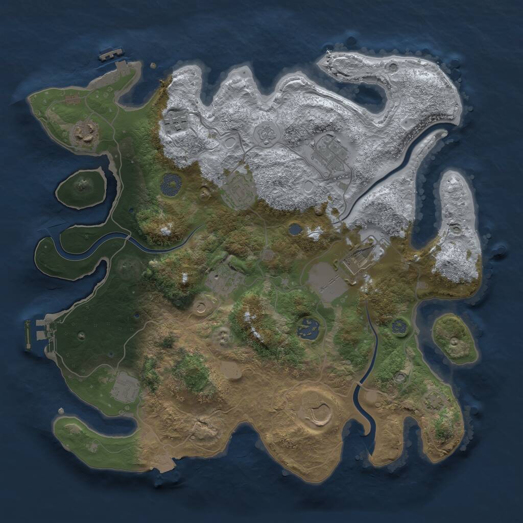 Rust Map: Procedural Map, Size: 3500, Seed: 1778648621, 16 Monuments