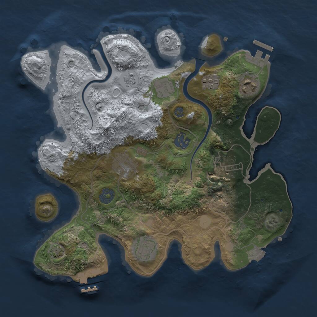 Rust Map: Procedural Map, Size: 3000, Seed: 973909167, 14 Monuments