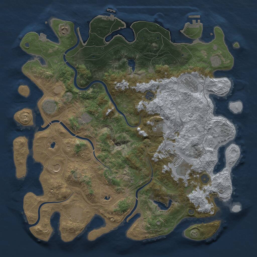 Rust Map: Procedural Map, Size: 4500, Seed: 1674462277, 19 Monuments