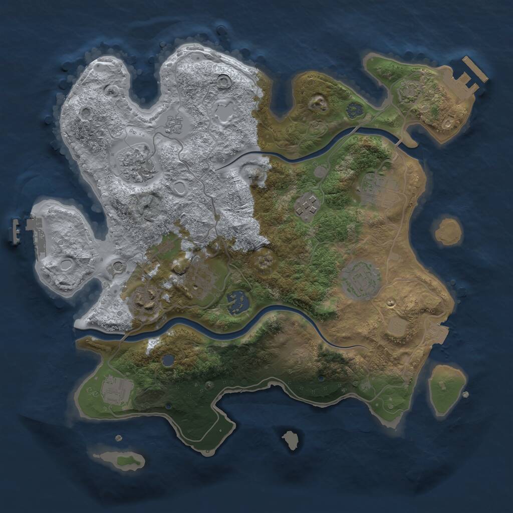 Rust Map: Procedural Map, Size: 3200, Seed: 21, 15 Monuments