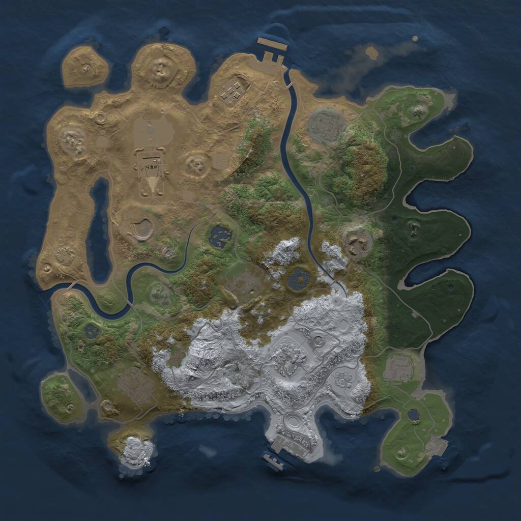Rust Map: Procedural Map, Size: 3500, Seed: 810671, 17 Monuments