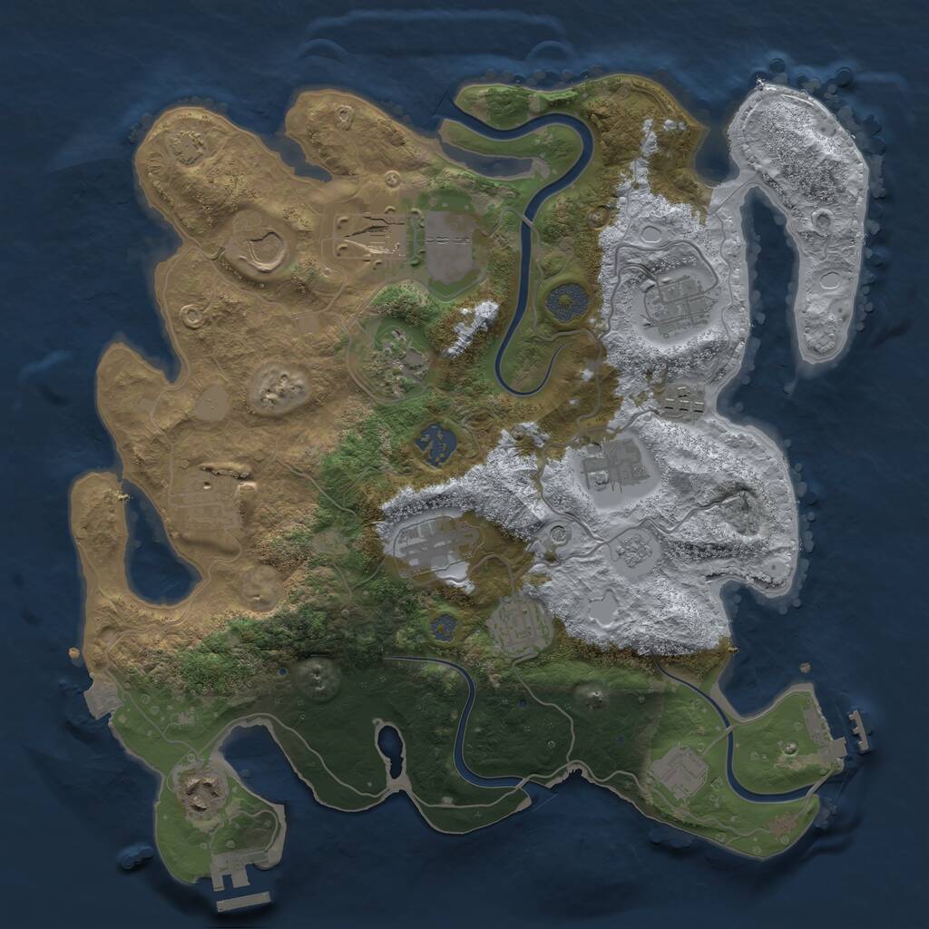 Rust Map: Procedural Map, Size: 3500, Seed: 1067620282, 19 Monuments
