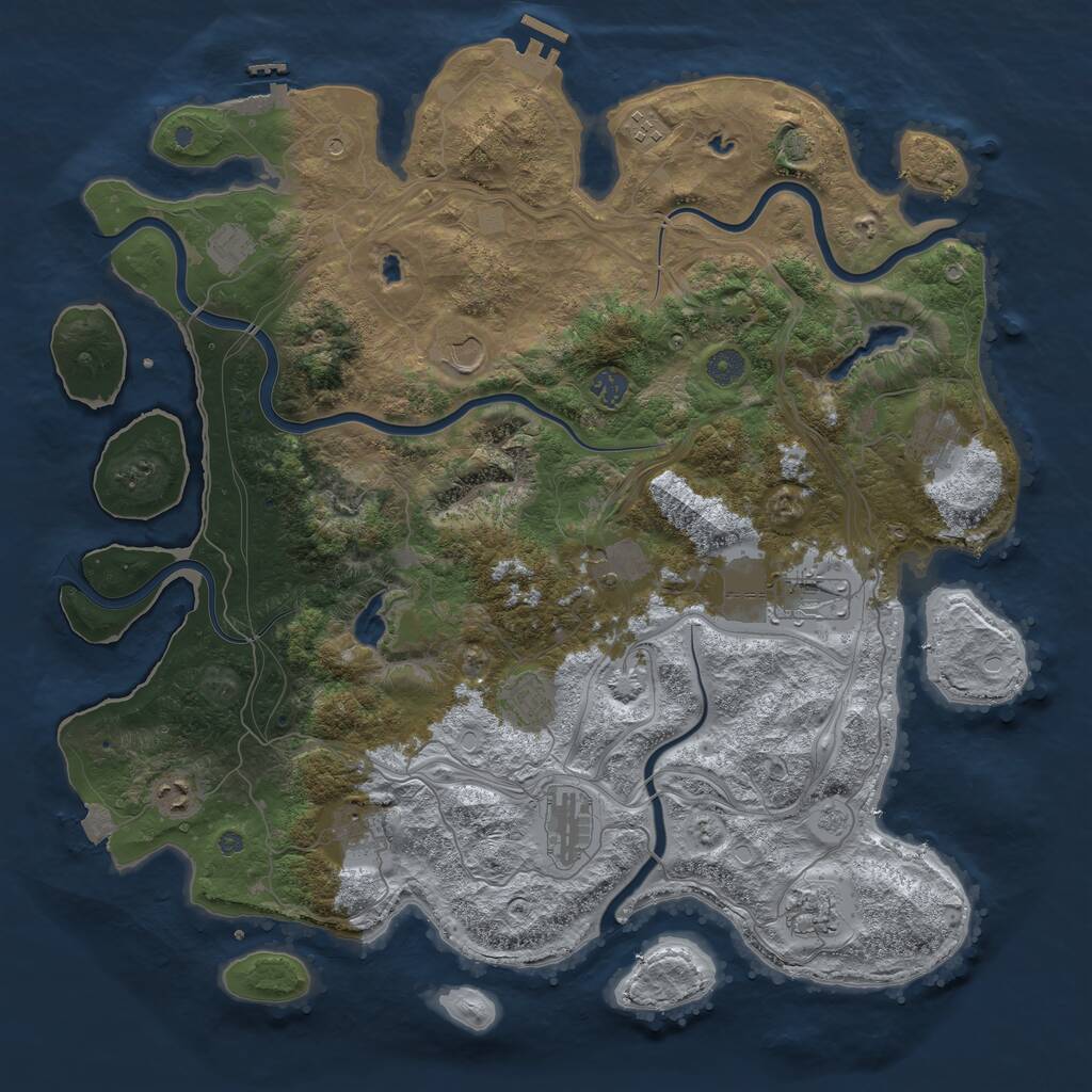 Rust Map: Procedural Map, Size: 4500, Seed: 1573378651, 19 Monuments