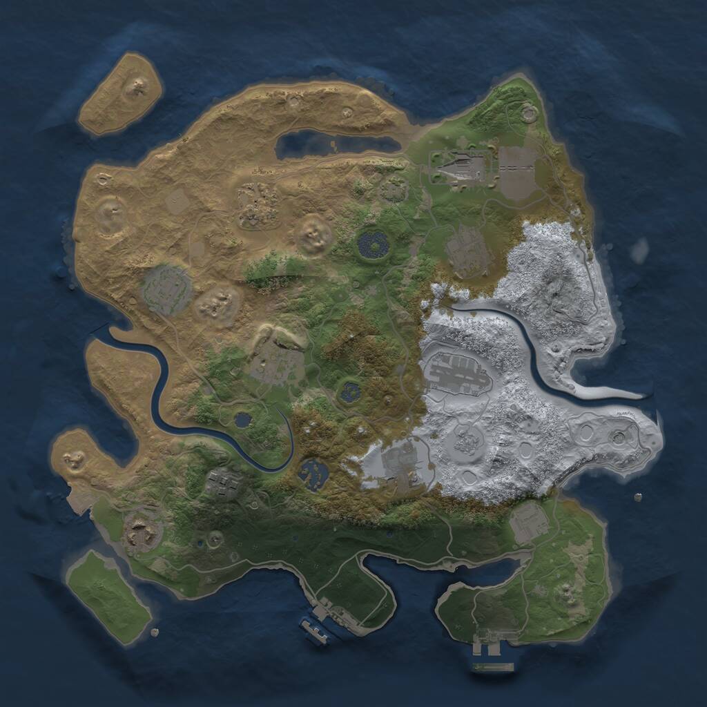Rust Map: Procedural Map, Size: 3500, Seed: 371550739, 18 Monuments