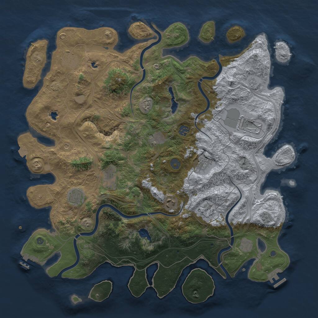 Rust Map: Procedural Map, Size: 4500, Seed: 634833, 18 Monuments