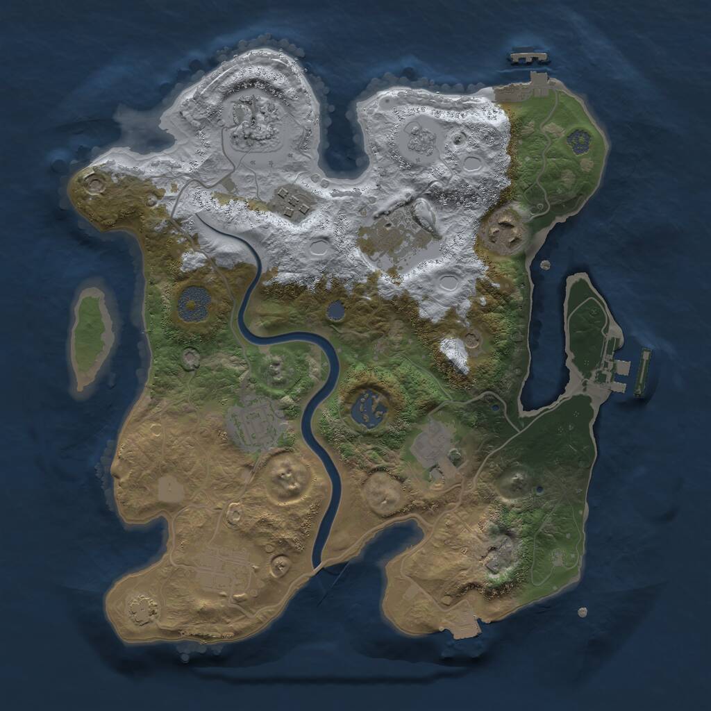Rust Map: Procedural Map, Size: 3000, Seed: 1839090457, 14 Monuments