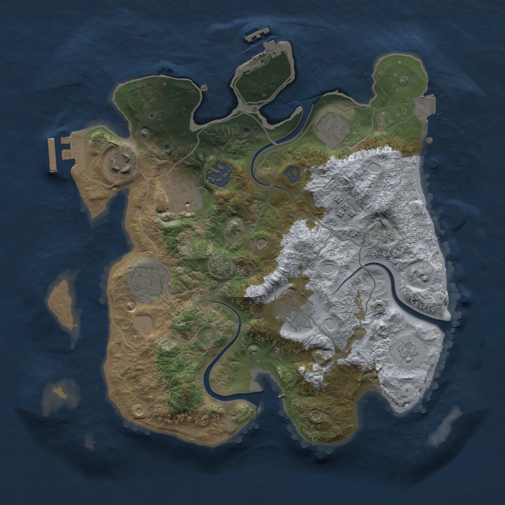 Rust Map: Procedural Map, Size: 3000, Seed: 18741, 14 Monuments