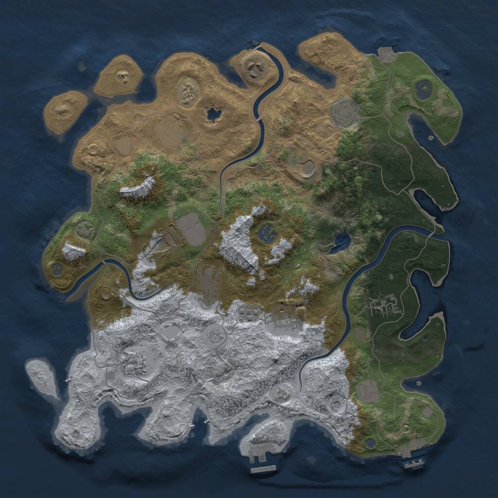 Rust Map: Procedural Map, Size: 4000, Seed: 1615737160, 19 Monuments