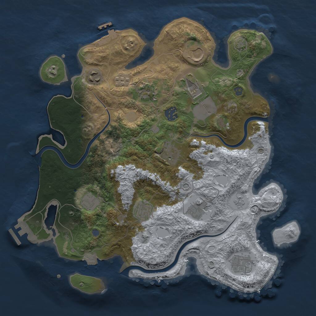 Rust Map: Procedural Map, Size: 3500, Seed: 325345, 18 Monuments