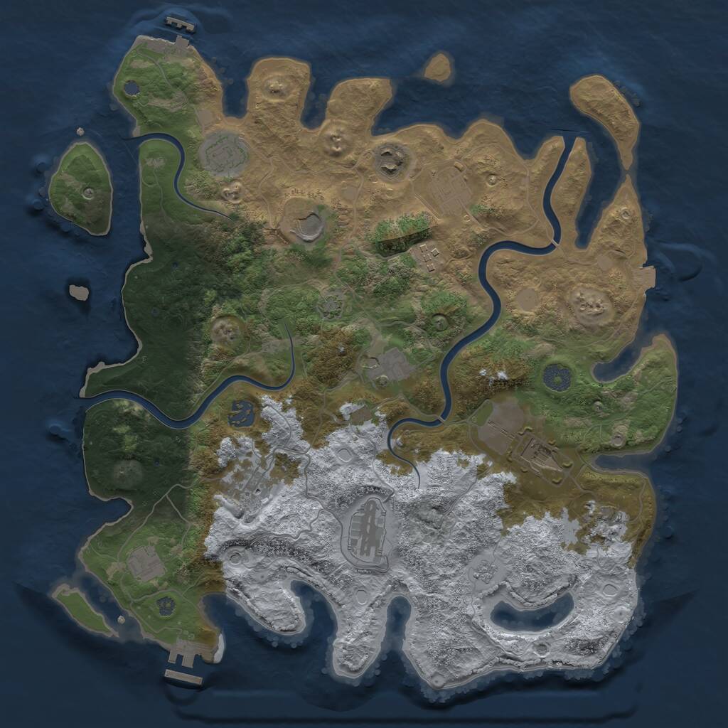 Rust Map: Procedural Map, Size: 3900, Seed: 407272, 19 Monuments