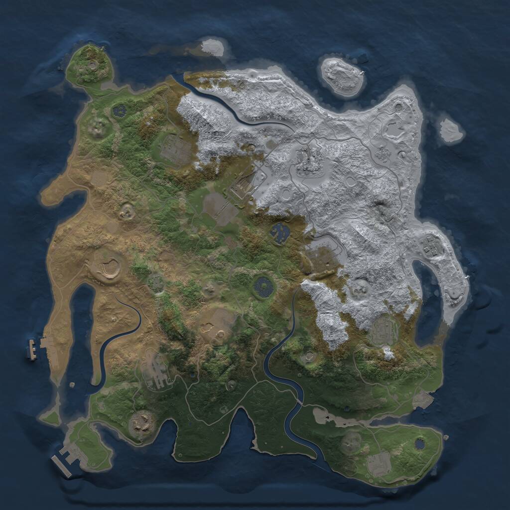 Rust Map: Procedural Map, Size: 3900, Seed: 349493, 19 Monuments