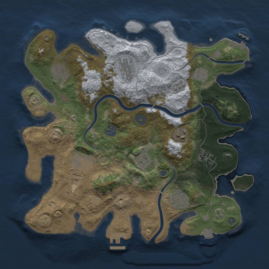 Rust Map: Procedural Map, Size: 3500, Seed: 1453024138, 17 Monuments