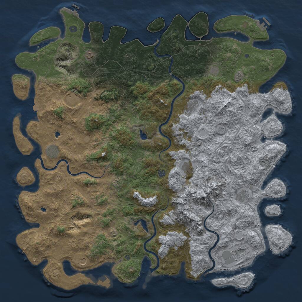 Rust Map: Procedural Map, Size: 6000, Seed: 1292440599, 19 Monuments