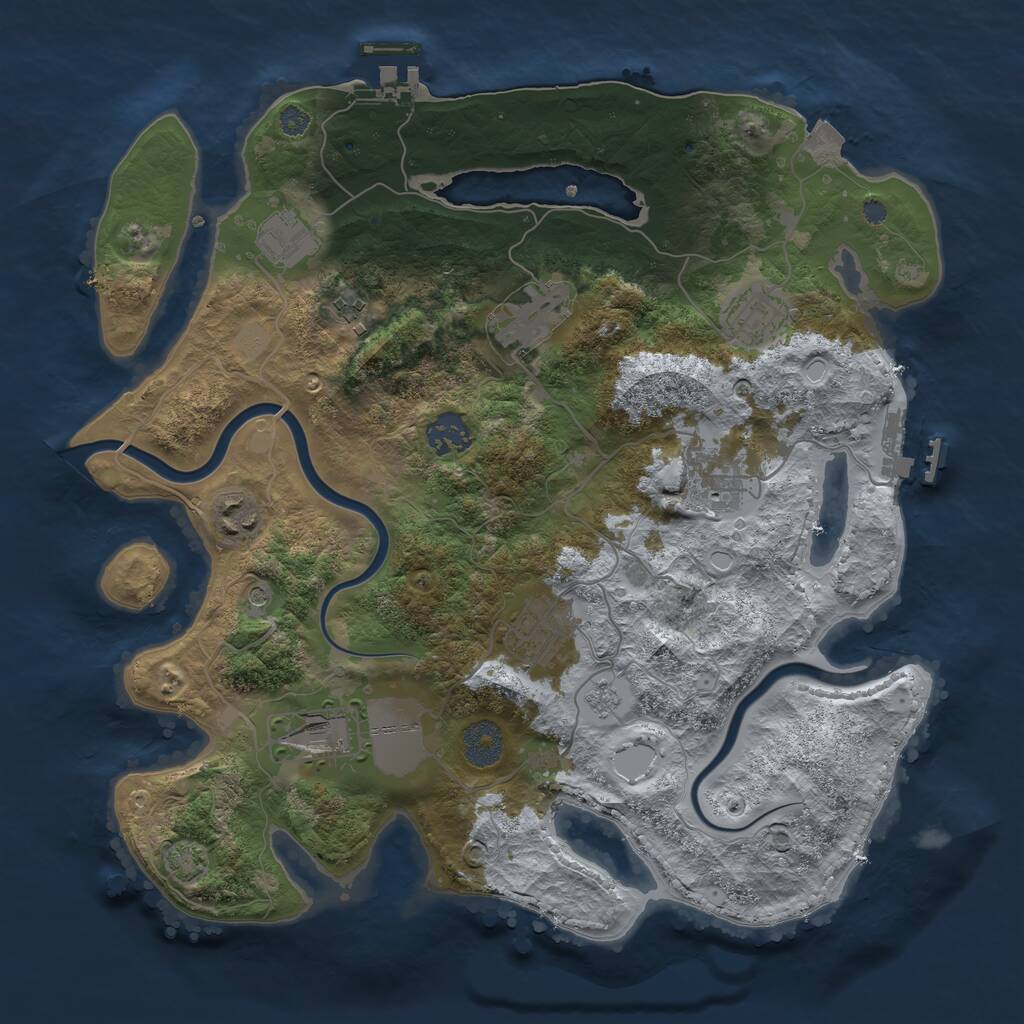 Rust Map: Procedural Map, Size: 3500, Seed: 459641506, 16 Monuments