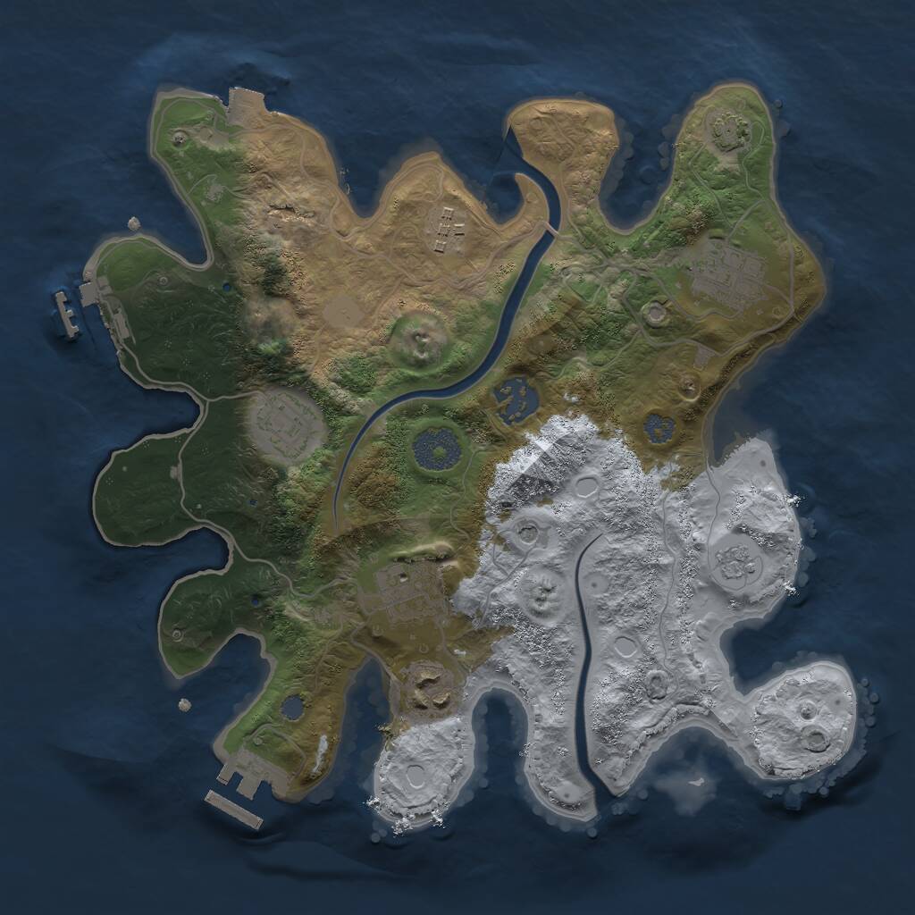 Rust Map: Procedural Map, Size: 3000, Seed: 727675167, 14 Monuments