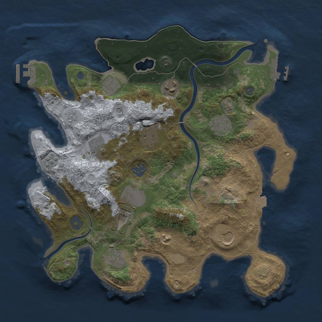 Rust Map: Procedural Map, Size: 3500, Seed: 1203698750, 17 Monuments