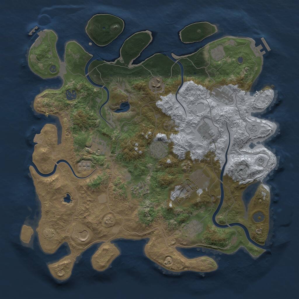 Rust Map: Procedural Map, Size: 4000, Seed: 3242434, 19 Monuments