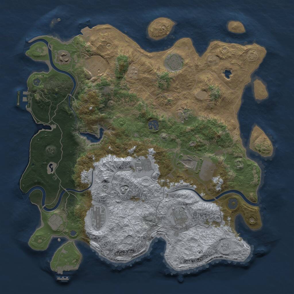 Rust Map: Procedural Map, Size: 4000, Seed: 1310312656, 18 Monuments