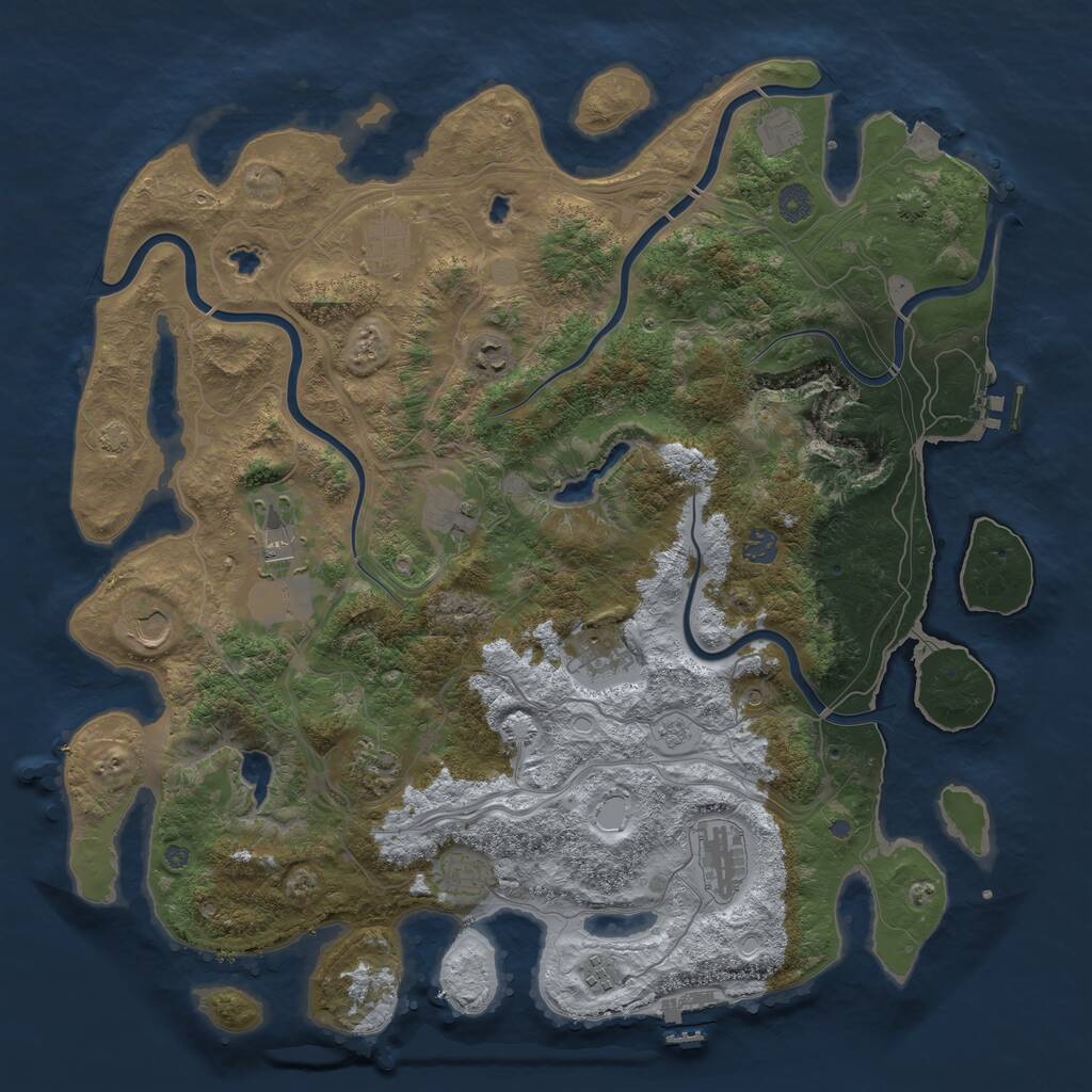 Rust Map: Procedural Map, Size: 4500, Seed: 23079800, 19 Monuments