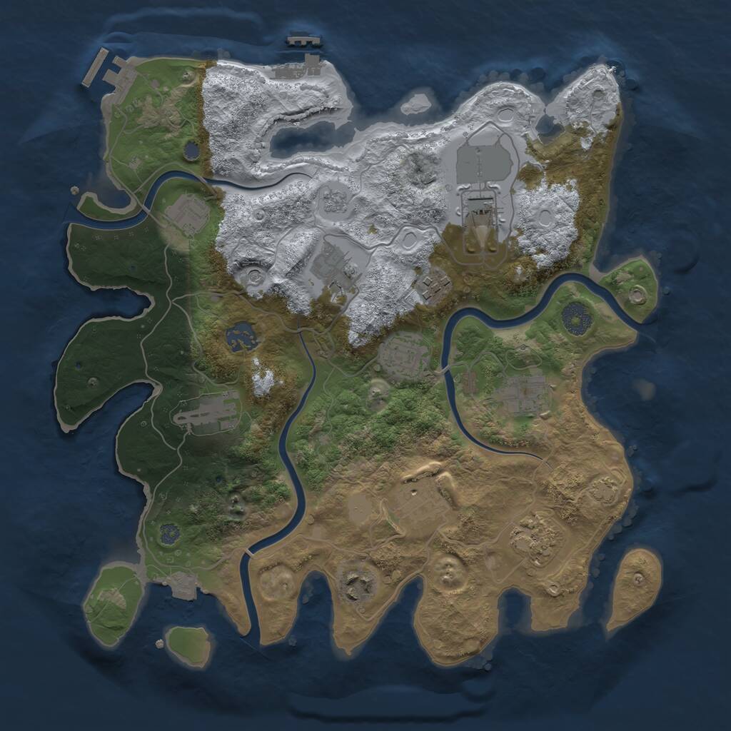 Rust Map: Procedural Map, Size: 3500, Seed: 1034224783, 18 Monuments