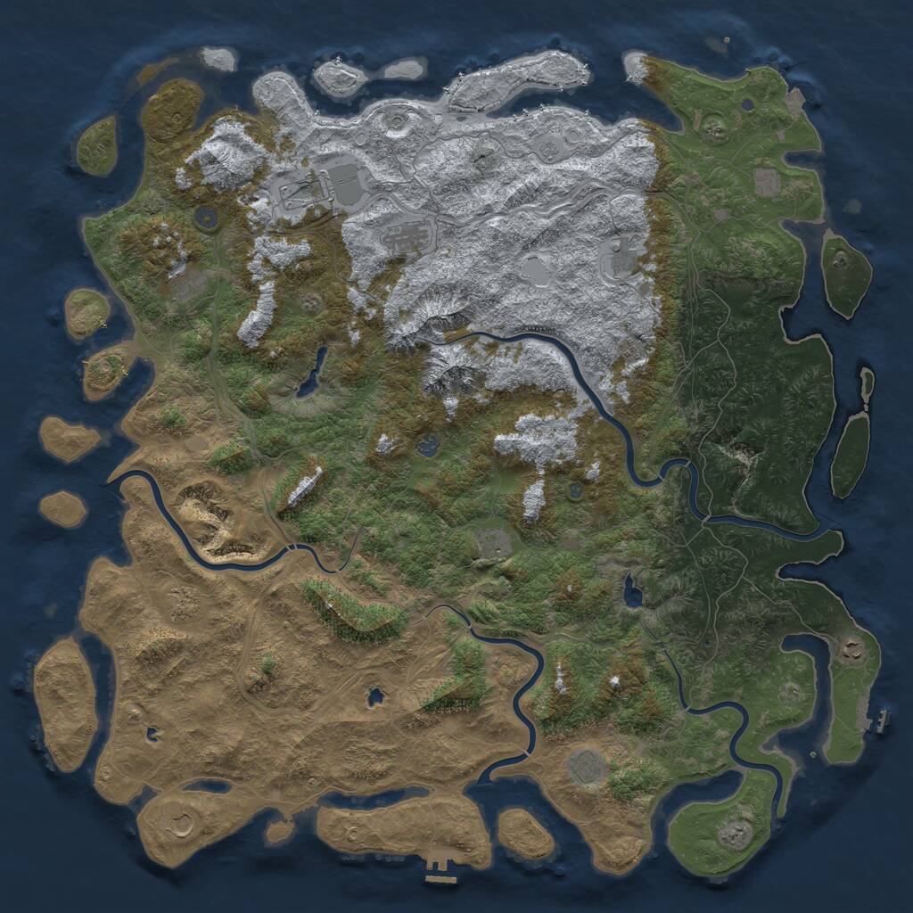 Rust Map: Procedural Map, Size: 6000, Seed: 234784772, 17 Monuments