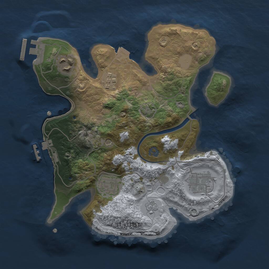 Rust Map: Procedural Map, Size: 2500, Seed: 734819486, 12 Monuments
