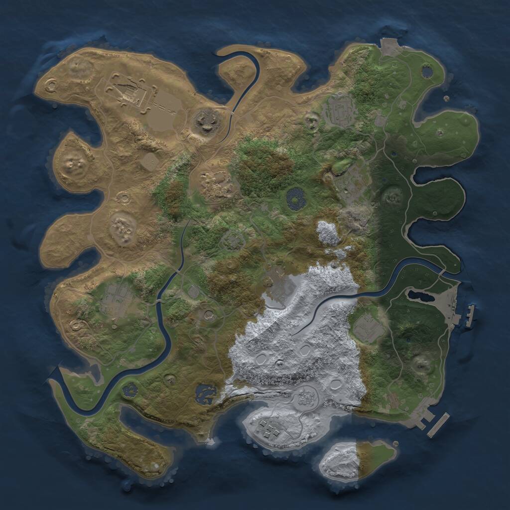 Rust Map: Procedural Map, Size: 3500, Seed: 1338986572, 17 Monuments
