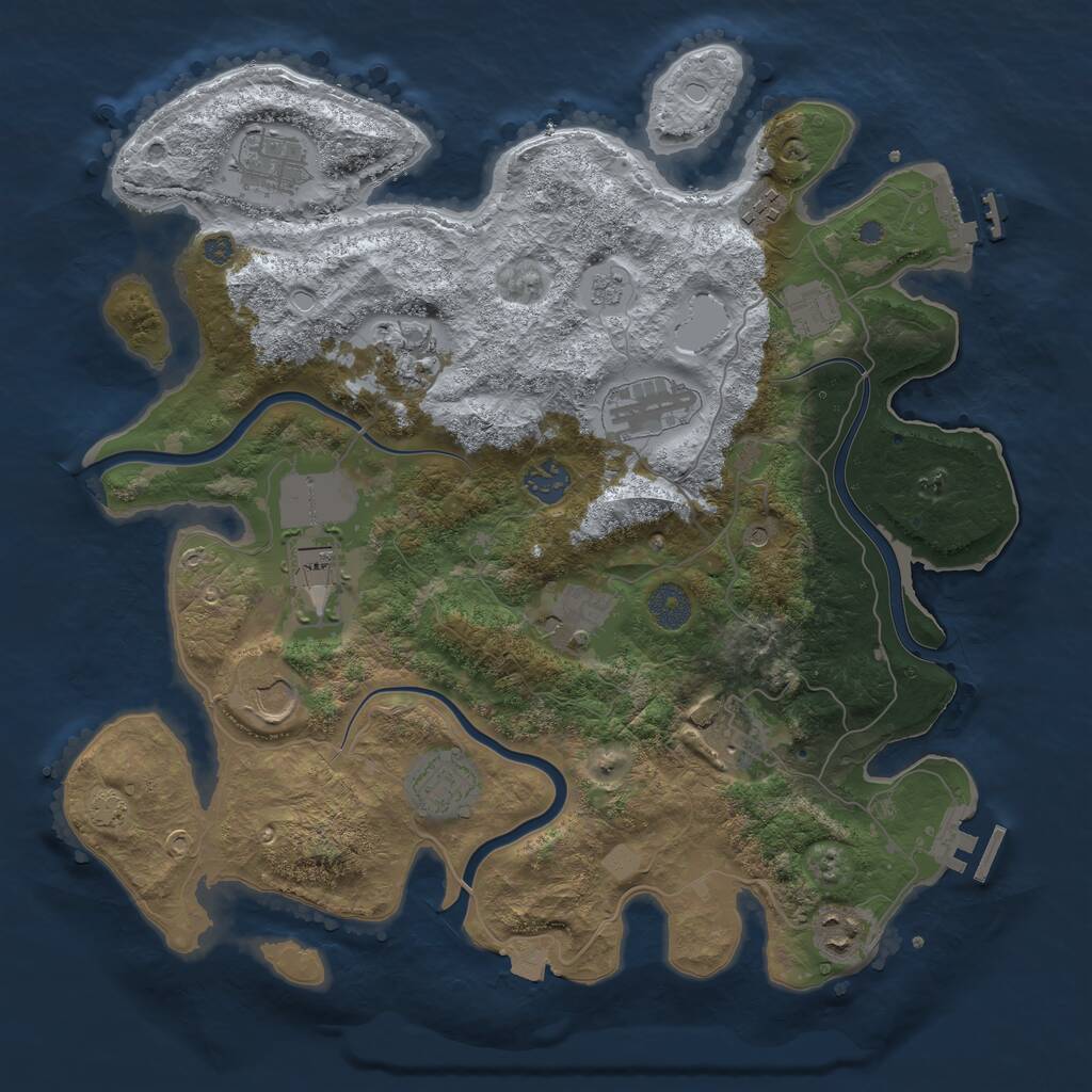 Rust Map: Procedural Map, Size: 3750, Seed: 1946168195, 19 Monuments