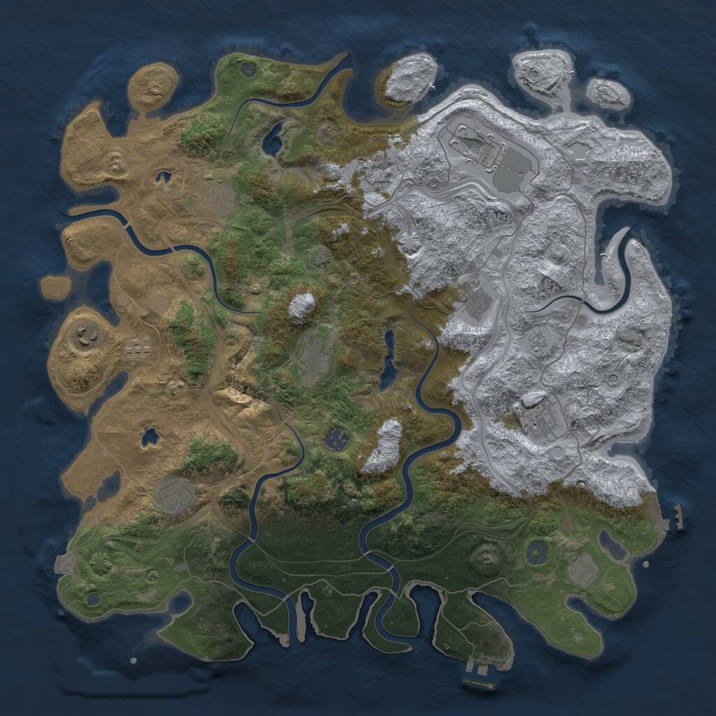 Rust Map: Procedural Map, Size: 4500, Seed: 258110375, 18 Monuments