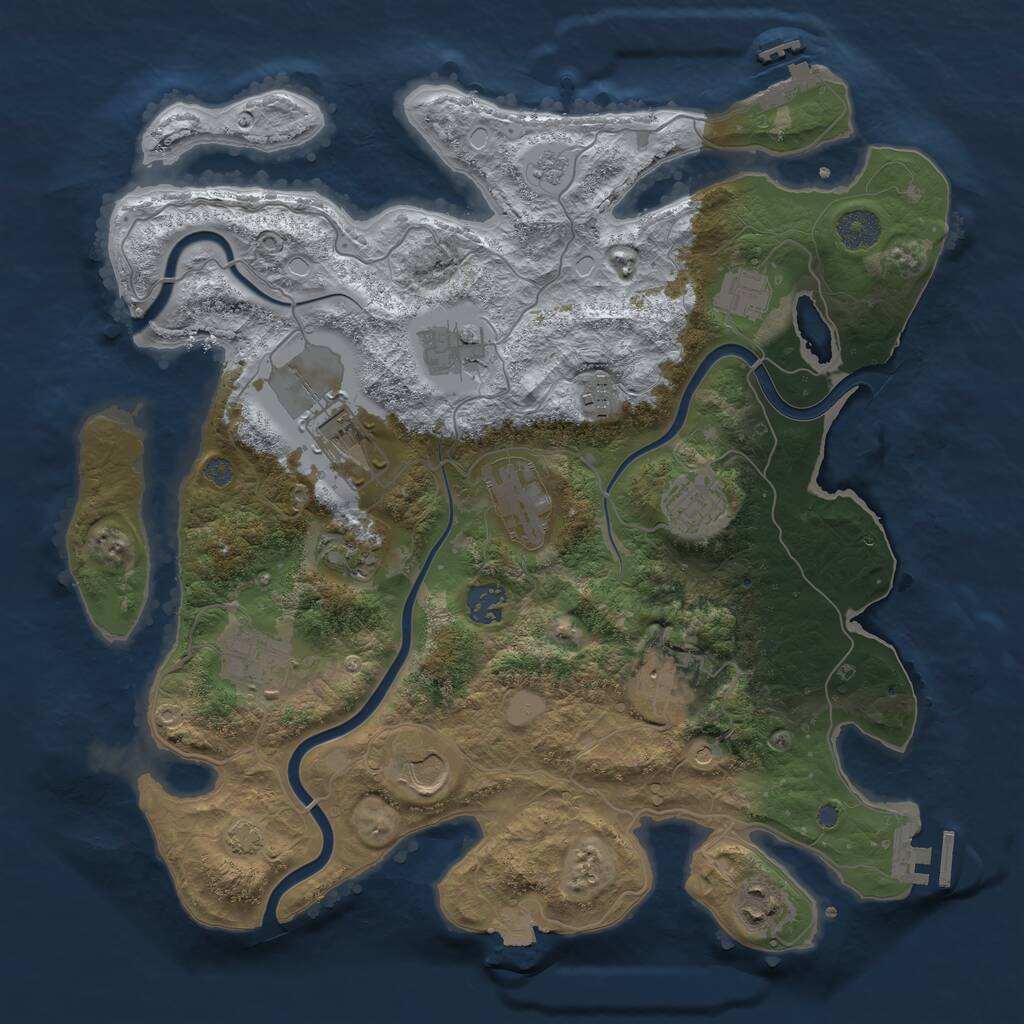 Rust Map: Procedural Map, Size: 3700, Seed: 420477299, 19 Monuments