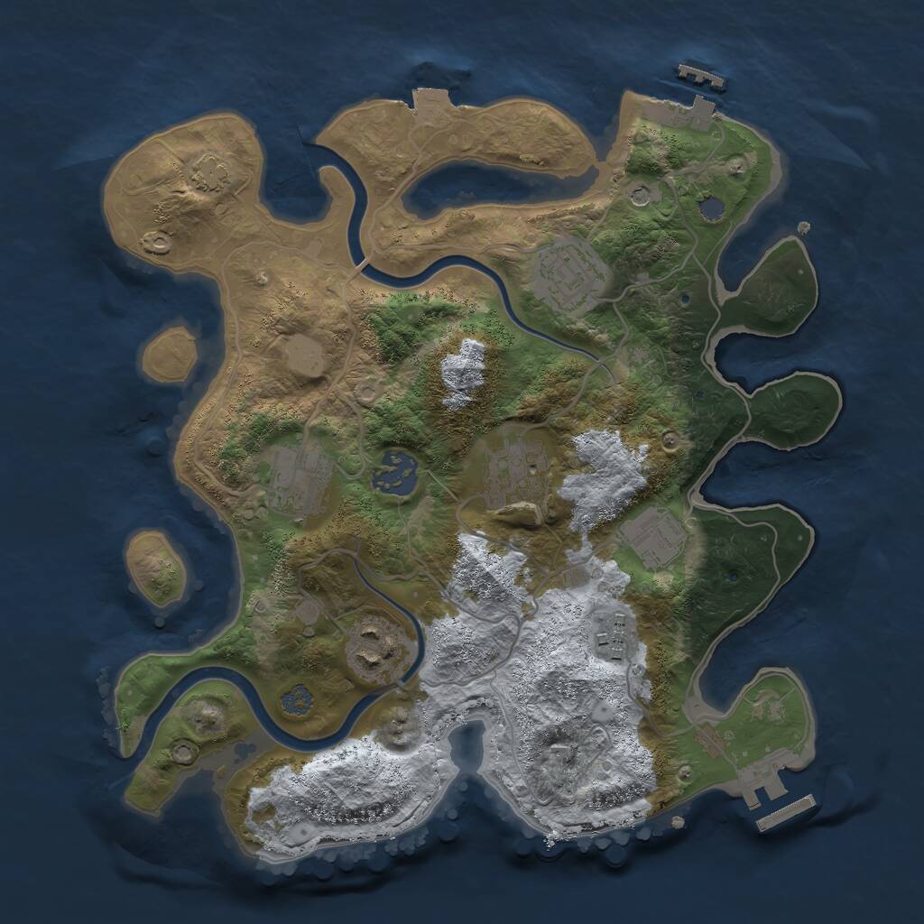 Rust Map: Procedural Map, Size: 3000, Seed: 329345, 13 Monuments