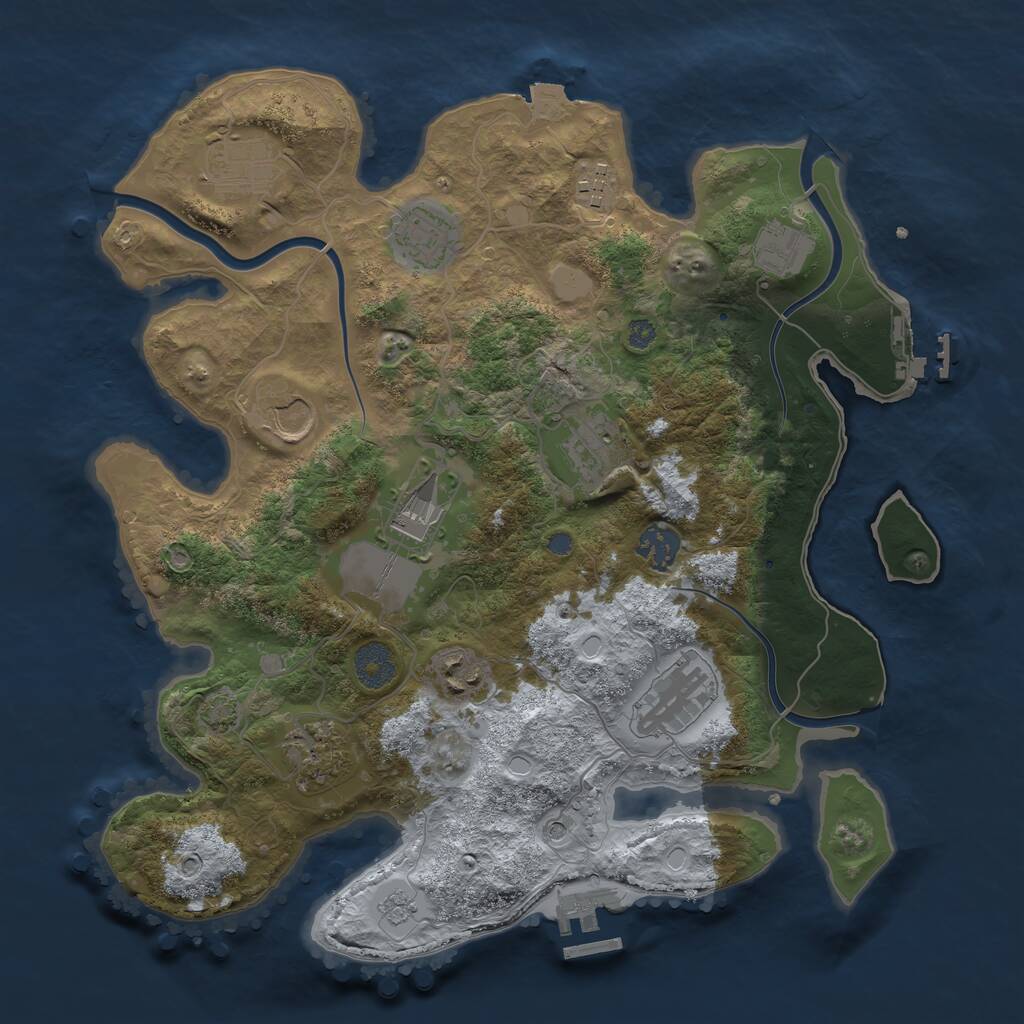 Rust Map: Procedural Map, Size: 3500, Seed: 611211336, 18 Monuments