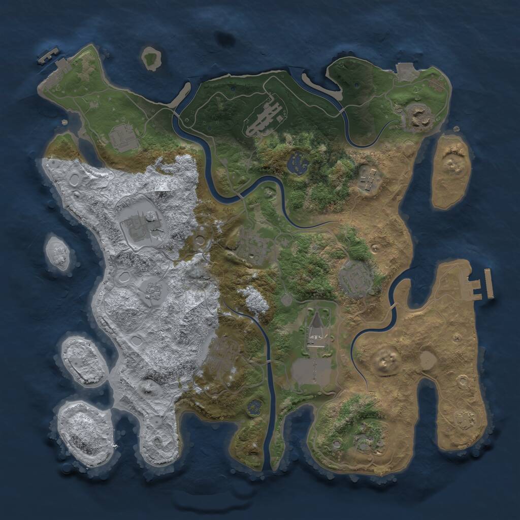 Rust Map: Procedural Map, Size: 3500, Seed: 501480662, 18 Monuments