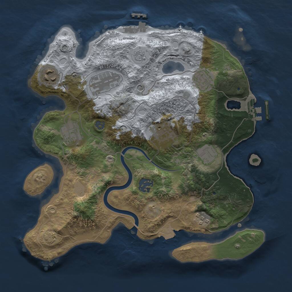 Rust Map: Procedural Map, Size: 3000, Seed: 1180693661, 15 Monuments
