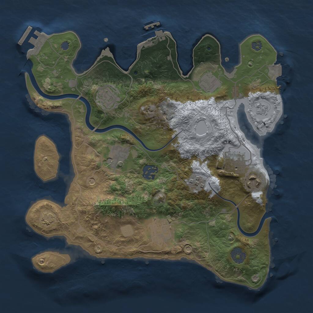 Rust Map: Procedural Map, Size: 3000, Seed: 1862422565, 15 Monuments
