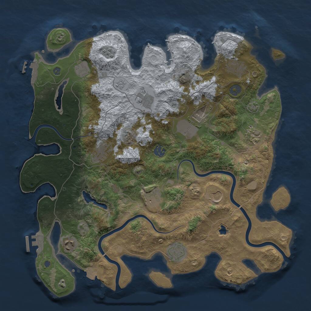 Rust Map: Procedural Map, Size: 4000, Seed: 1210029907, 19 Monuments