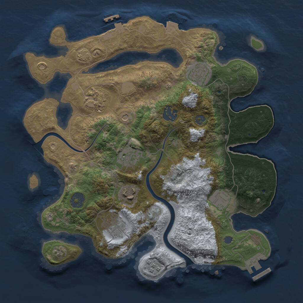 Rust Map: Procedural Map, Size: 3000, Seed: 847263951, 14 Monuments