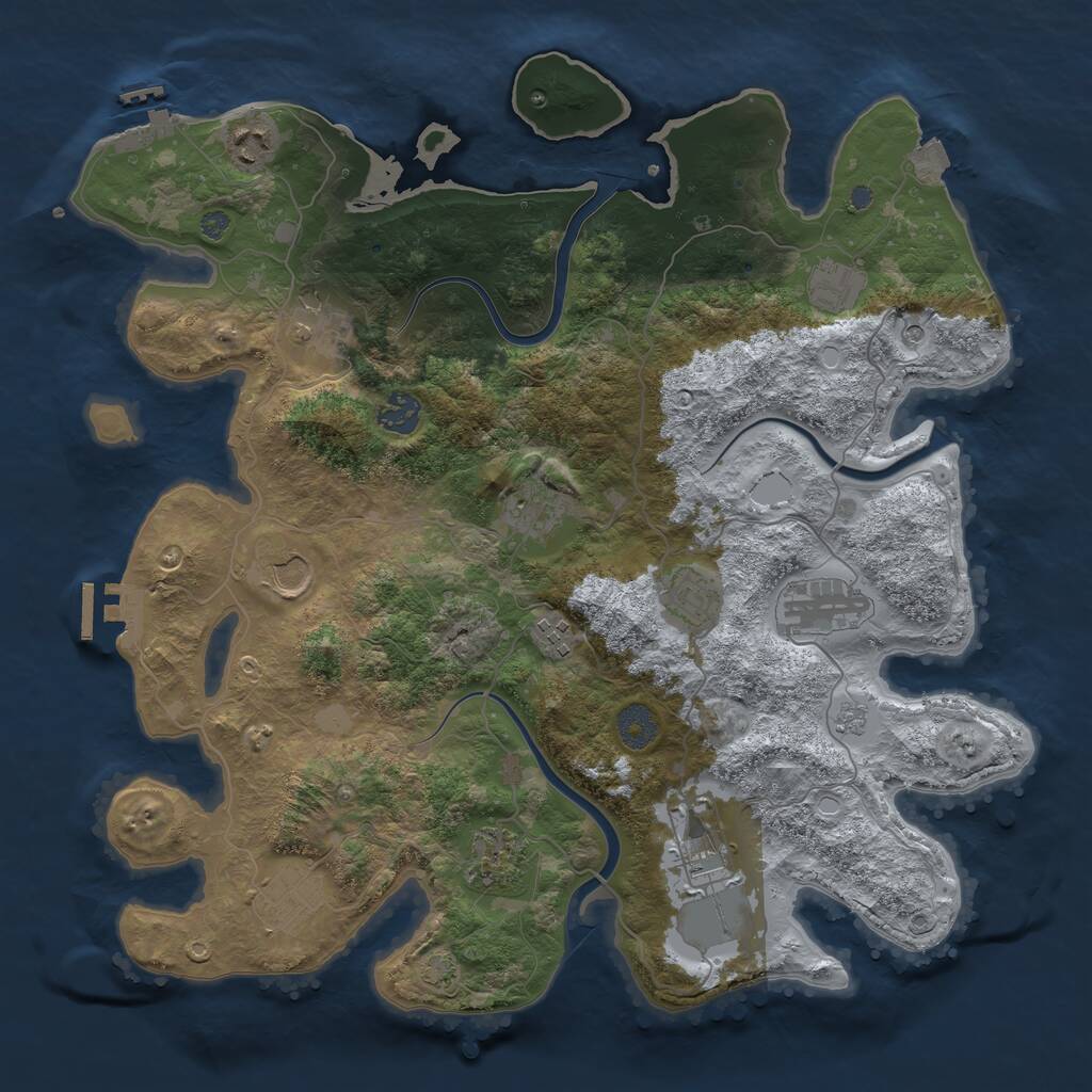 Rust Map: Procedural Map, Size: 3850, Seed: 1021598455, 19 Monuments